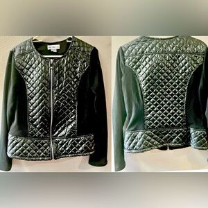 LANALEE SHIMMERY QUILTED BLOCKED STRETCH JACKET SIZE M